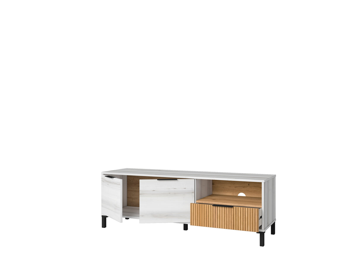 Mueble TV Tokio 1 cajón, 2 puertas y hueco 136 cm – Albo Rayado