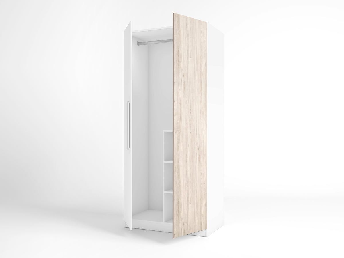 Armario Estelle 2 puertas 90 × 200 cm – Blanco Mate y Sahara