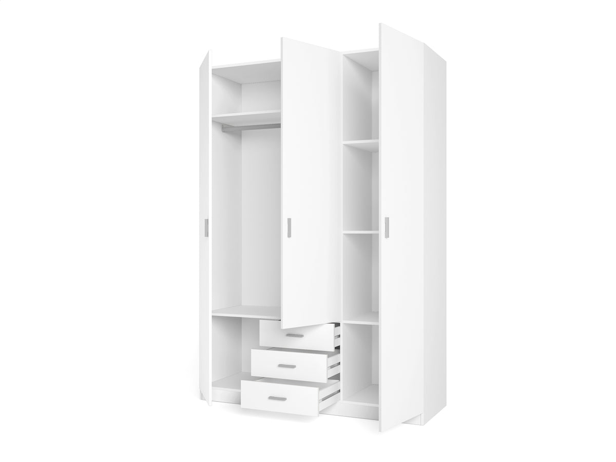 Armario Roma 3 puertas y 3 cajones 150 cm – Blanco Mate