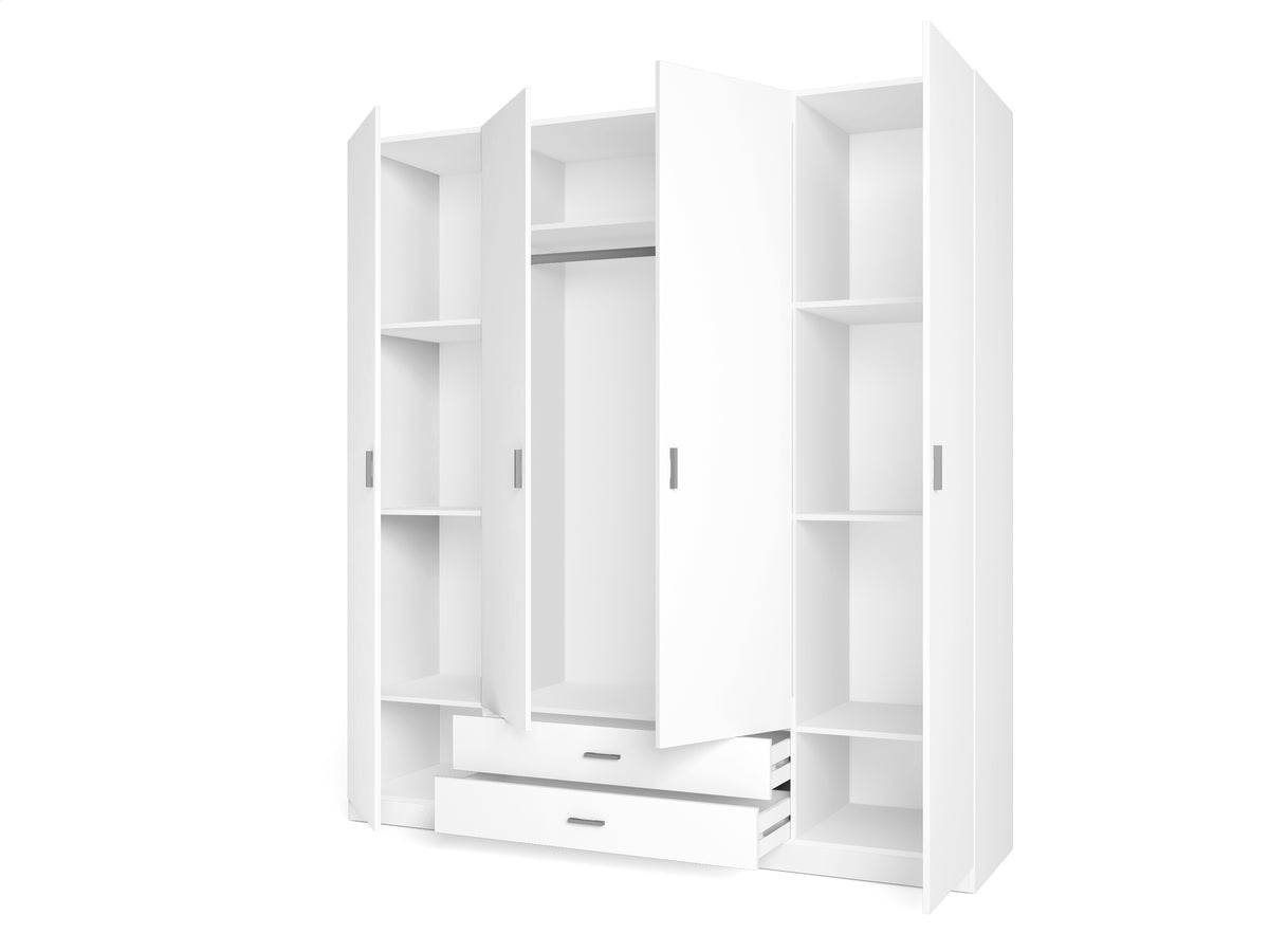 Armario Roma 4 puertas y 2 cajones 200 cm – Blanco Mate