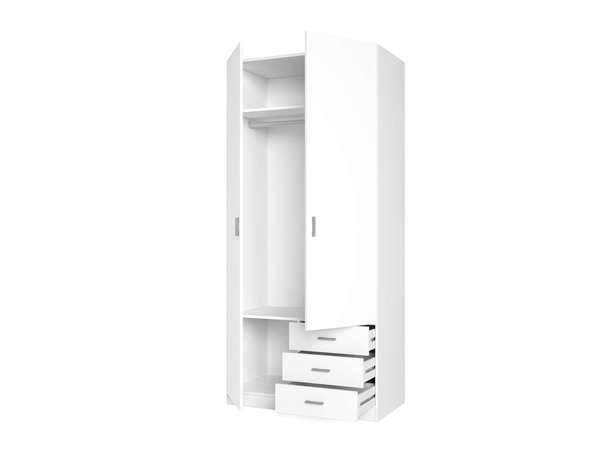 Armario Roma 2 puertas y 3 cajones 100 cm – Blanco Mate