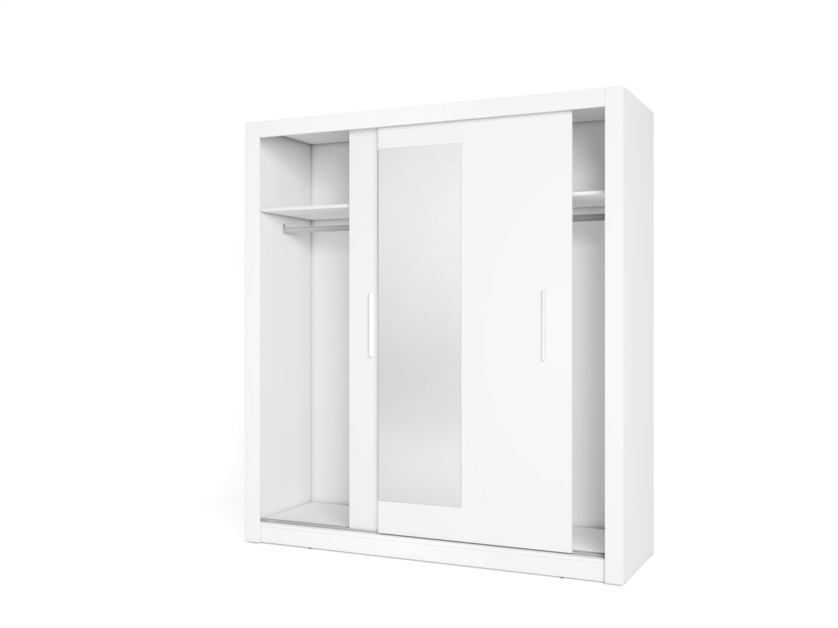 Armario Sava 2 puertas correderas con espejo 182 cm – Blanco Mate
