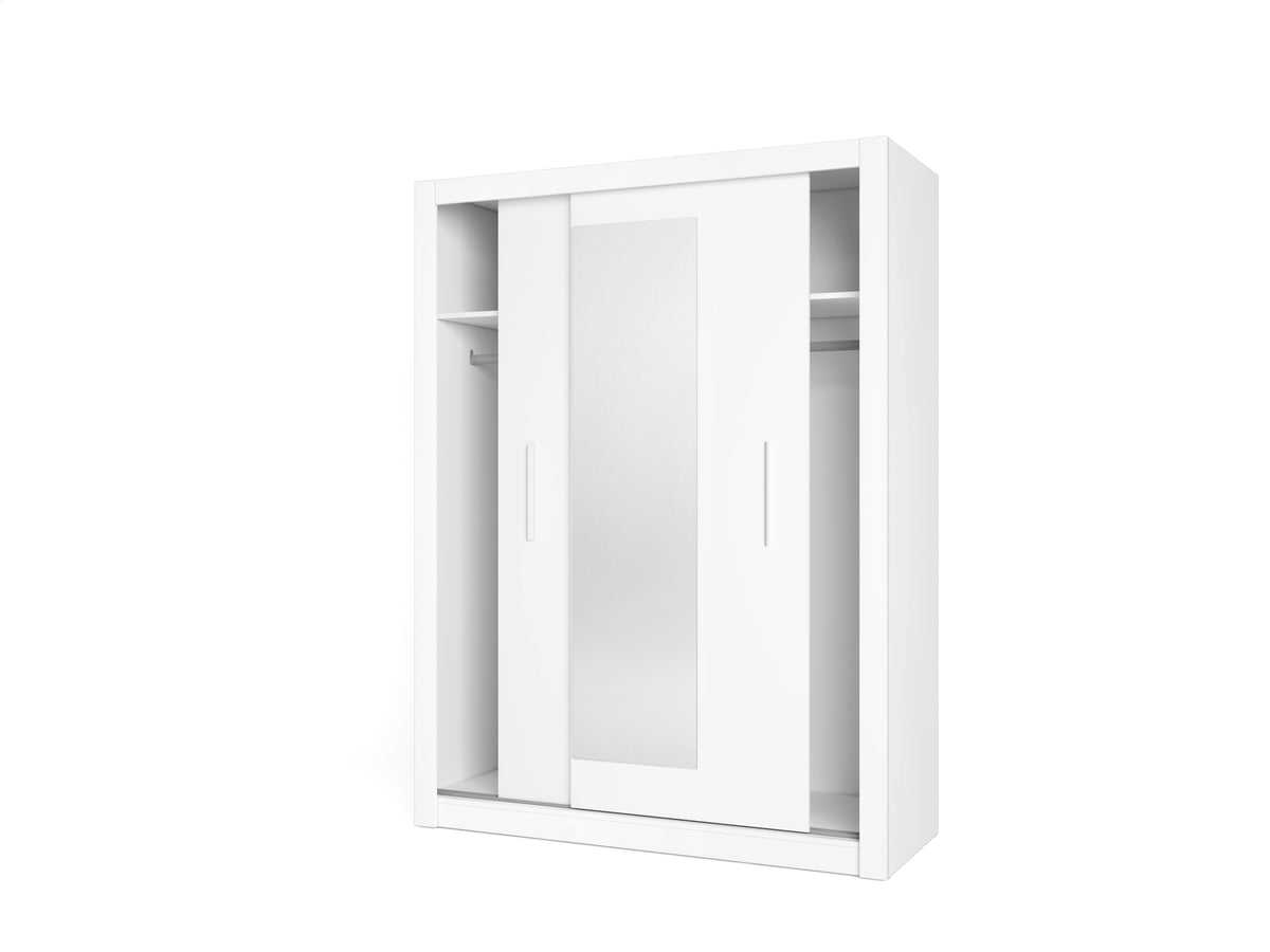 Armario Sava 2 puertas correderas con espejo 150 cm – Blanco Mate