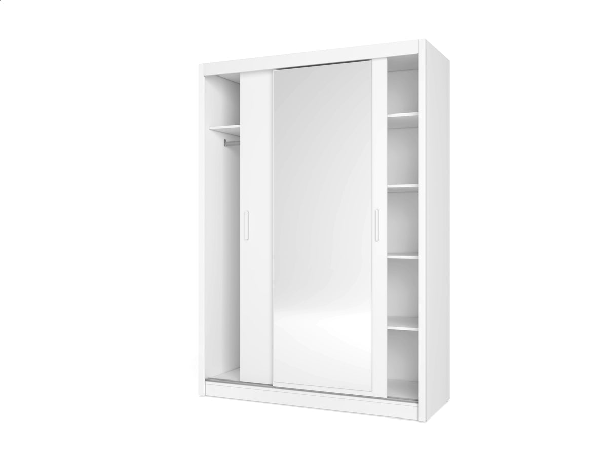 Armario Mijas 2 puertas correderas con espejo 150 cm – Blanco Mate
