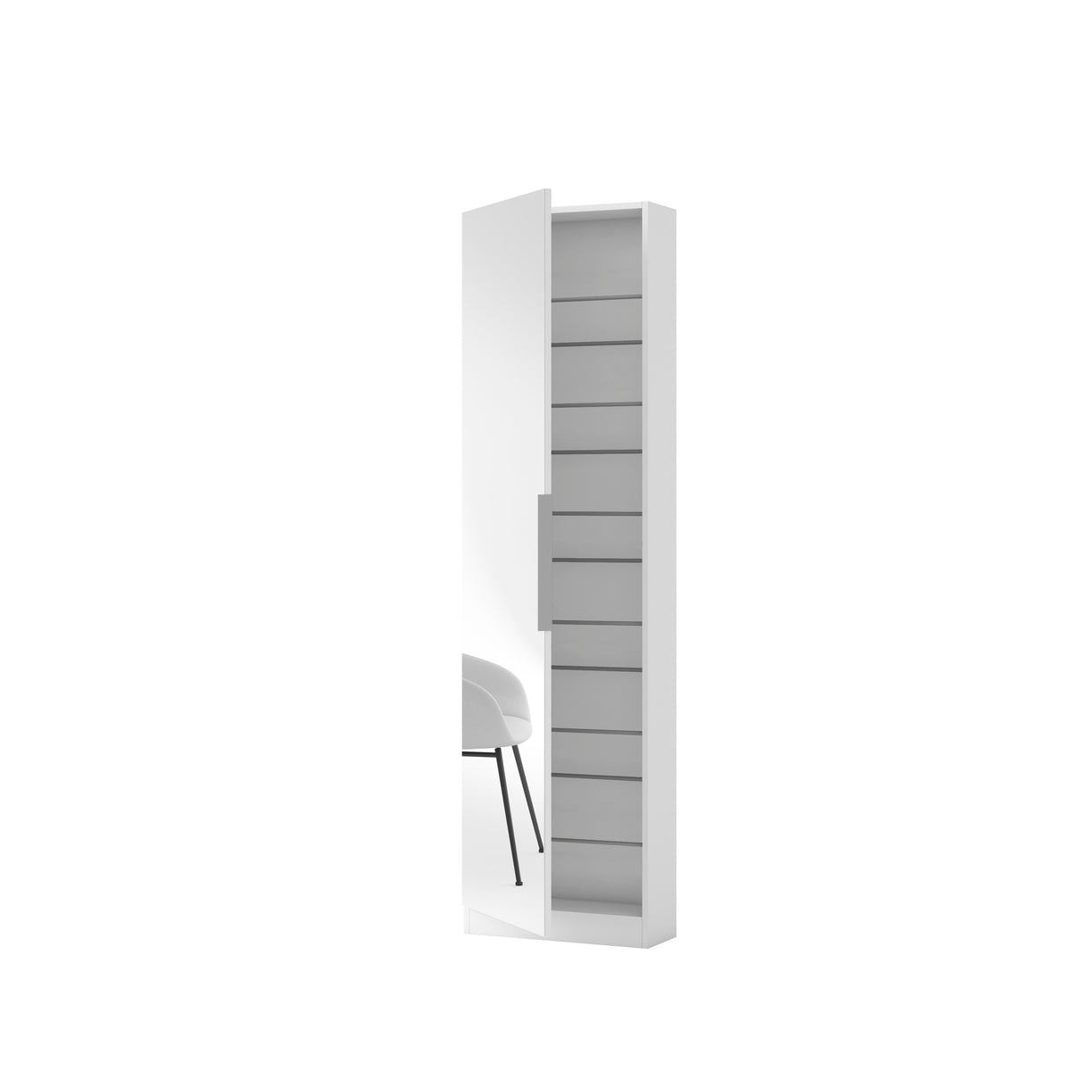 Zapatero Trend con espejo 50 × 180 cm – Blanco Mate
