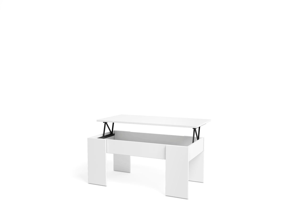 Mesa de centro elevable Low 100 × 50 cm – Blanco Mate