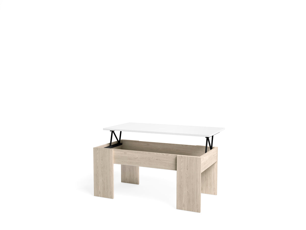 Mesa de centro elevable Low 100 × 50 cm – Sahara / Blanco Mate
