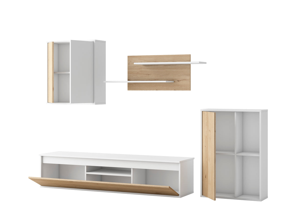 Composición de salón Legos 9 220 cm – Blanco Mate / Naturale