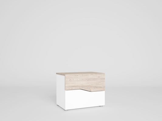 Mesita de noche Cannes 2 cajones 53,8 cm – Blanco Mate y Sahara
