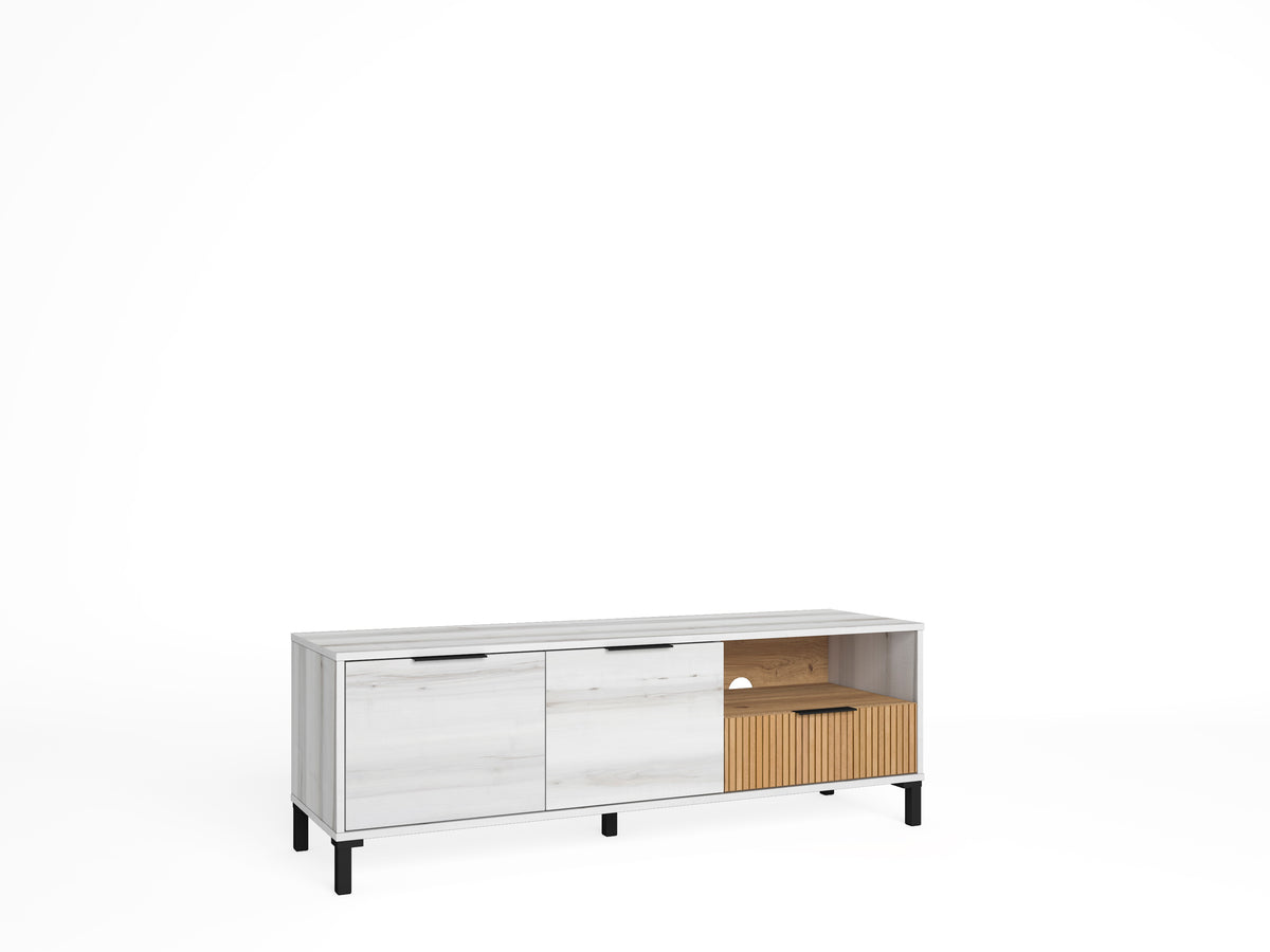 Mueble TV Tokio 1 cajón, 2 puertas y hueco 136 cm – Albo Rayado