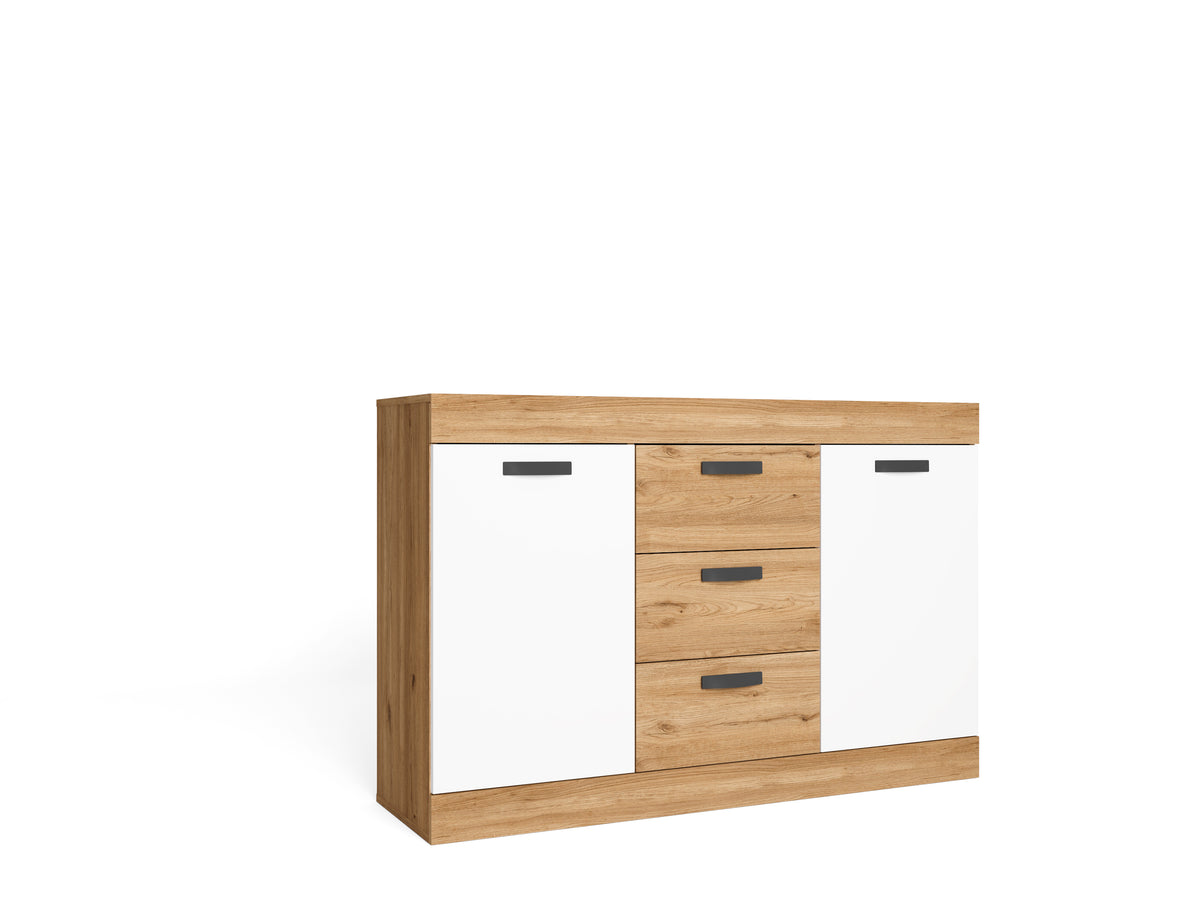 Aparador Argos 2 puertas y 3 cajones 140 cm – Naturale y Blanco Mate