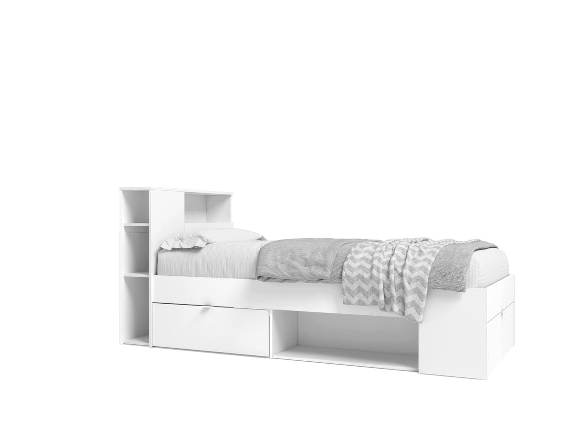 Cama compacta Ronin 90 × 190 cm – Blanco Mate