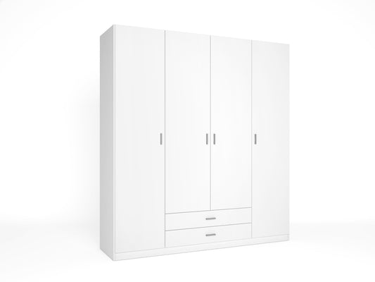 Armario Roma 4 puertas y 2 cajones 200 cm – Blanco Mate