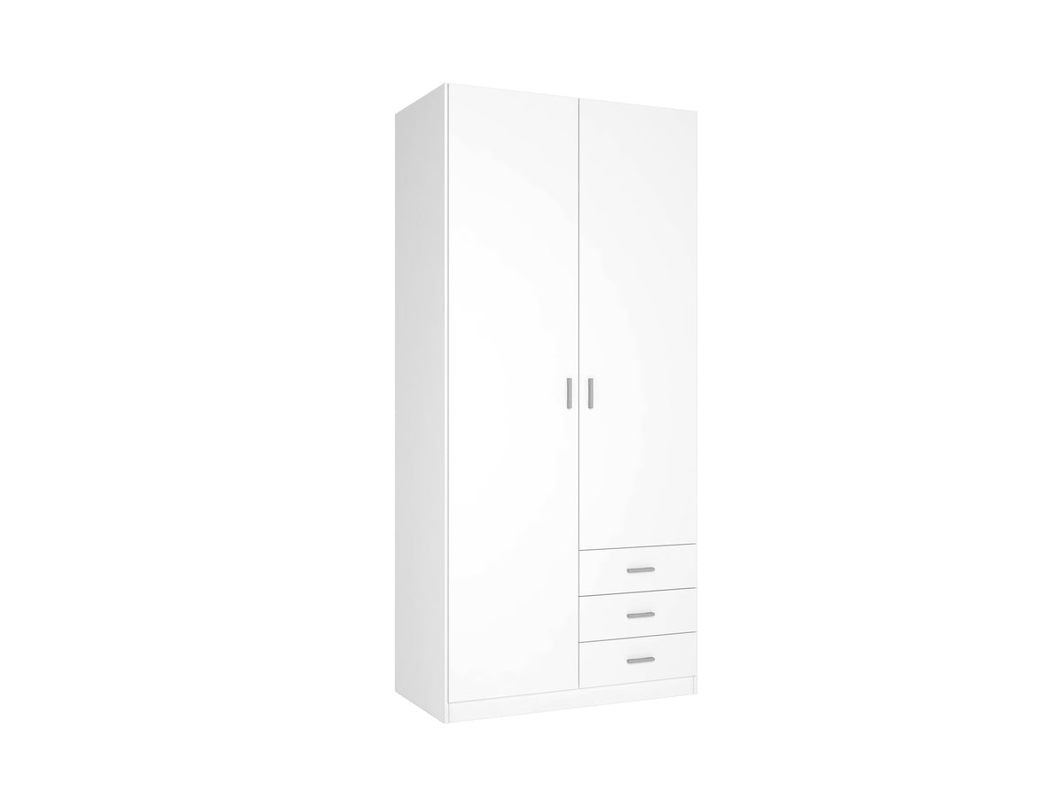 Armario Roma 2 puertas y 3 cajones 100 cm – Blanco Mate