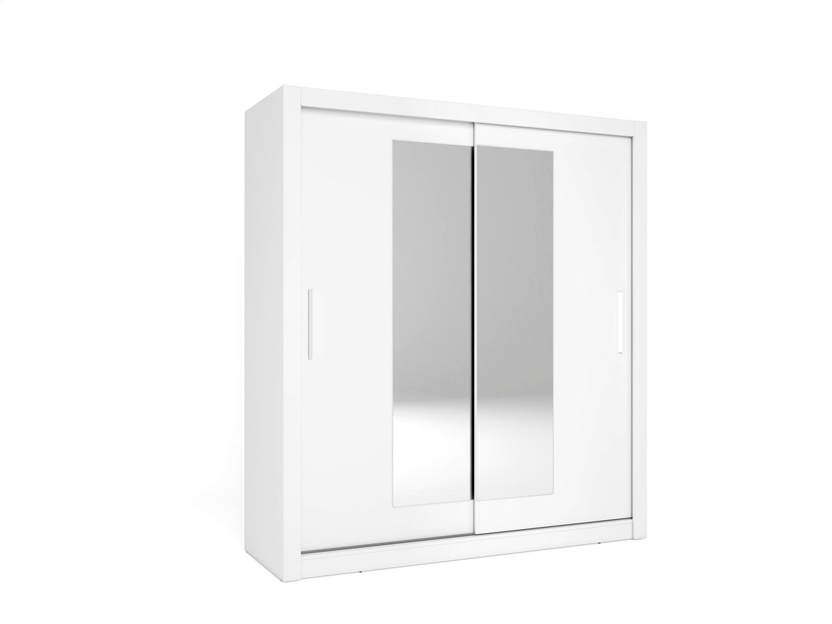 Armario Sava 2 puertas correderas con espejo 182 cm – Blanco Mate