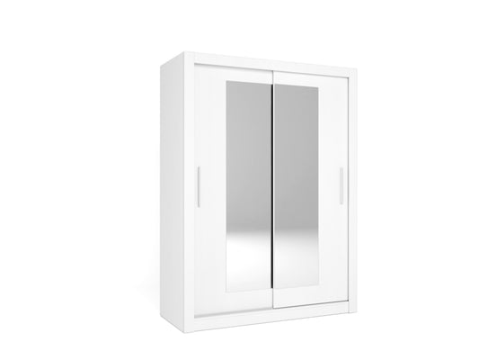 Armario Sava 2 puertas correderas con espejo 150 cm – Blanco Mate