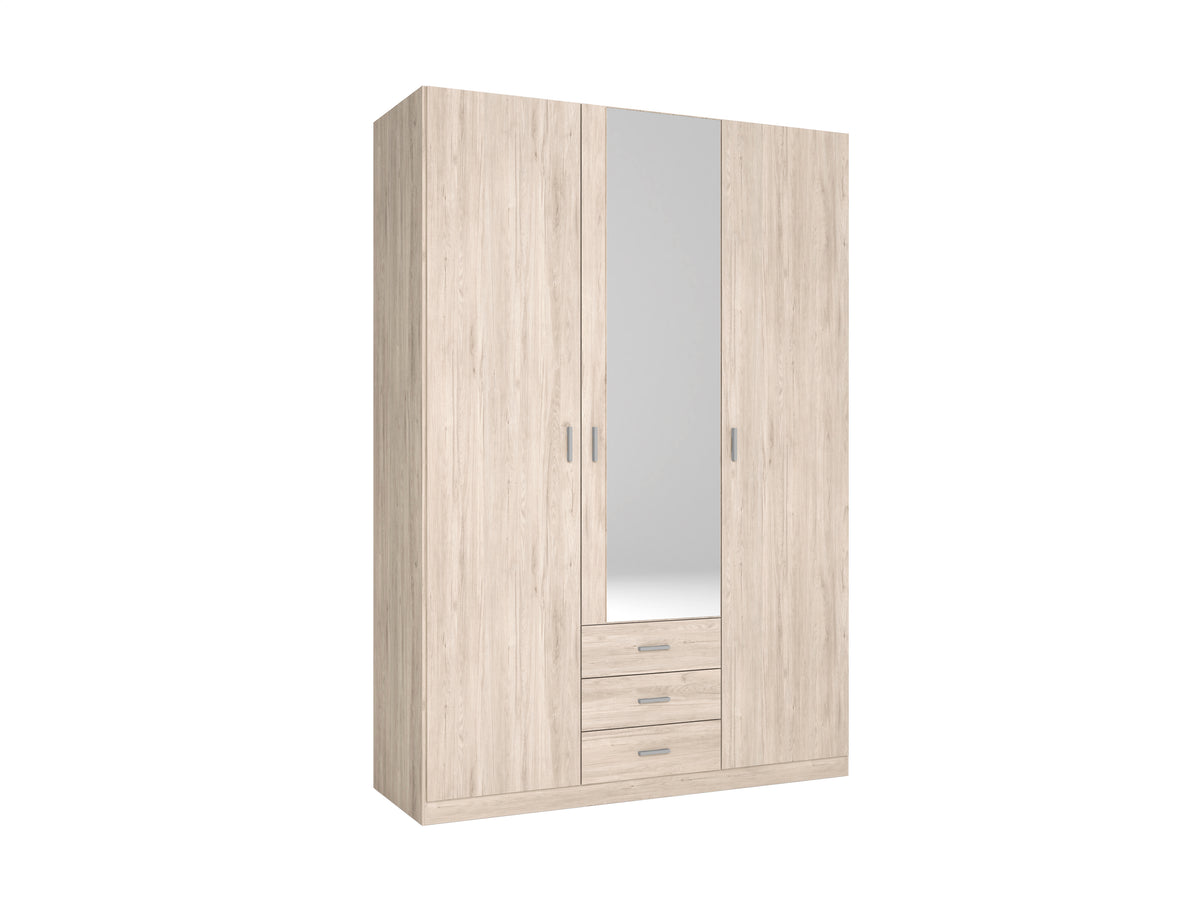 Armario Roma 3 puertas y 3 cajones con espejo 150 cm – Sahara