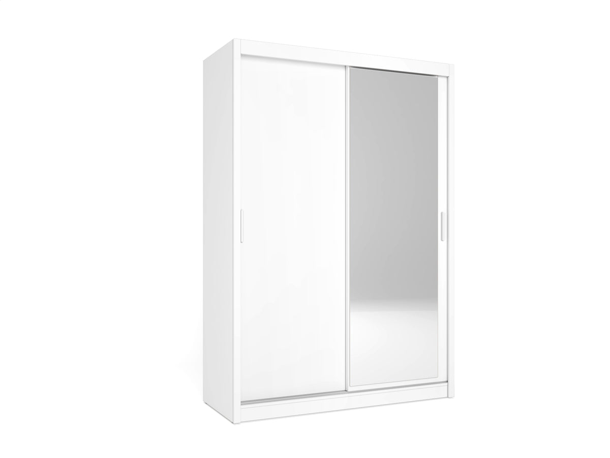 Armario Mijas 2 puertas correderas con espejo 150 cm – Blanco Mate