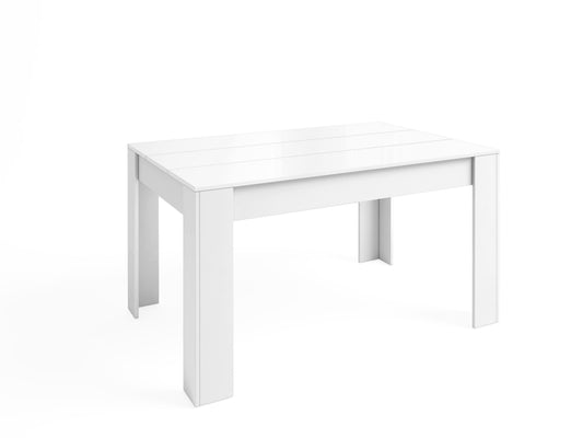 Mesa de comedor extensible Bass 140 × 90 cm – Blanco Mate