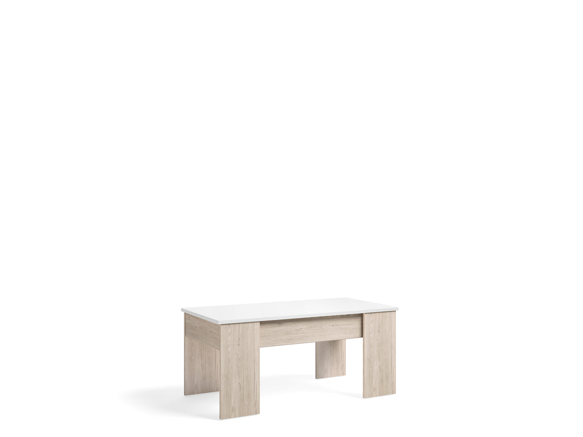 Mesa de centro elevable Low 100 × 50 cm – Sahara / Blanco Mate