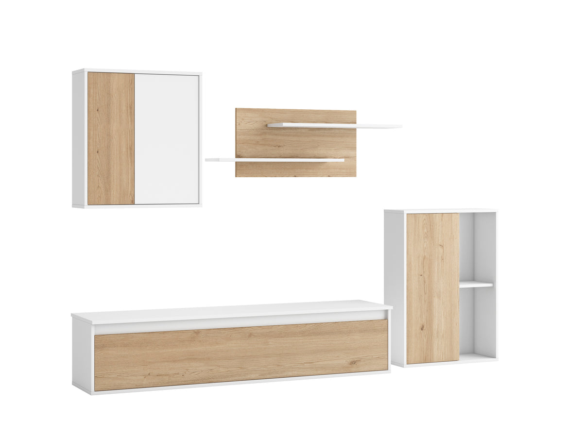 Composición de salón Legos 9 220 cm – Blanco Mate / Naturale