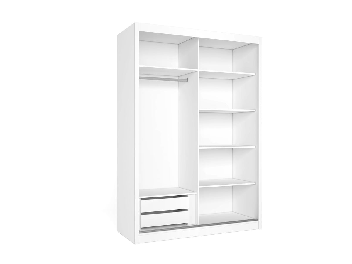 Armario Mijas 2 puertas correderas con espejo 150 cm – Blanco Mate